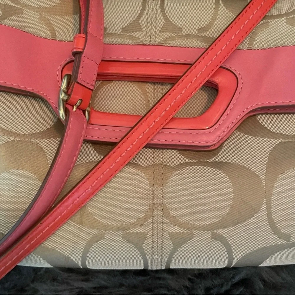 Coach Beige and Coral Crossbody Bag - Picture 5 of 6